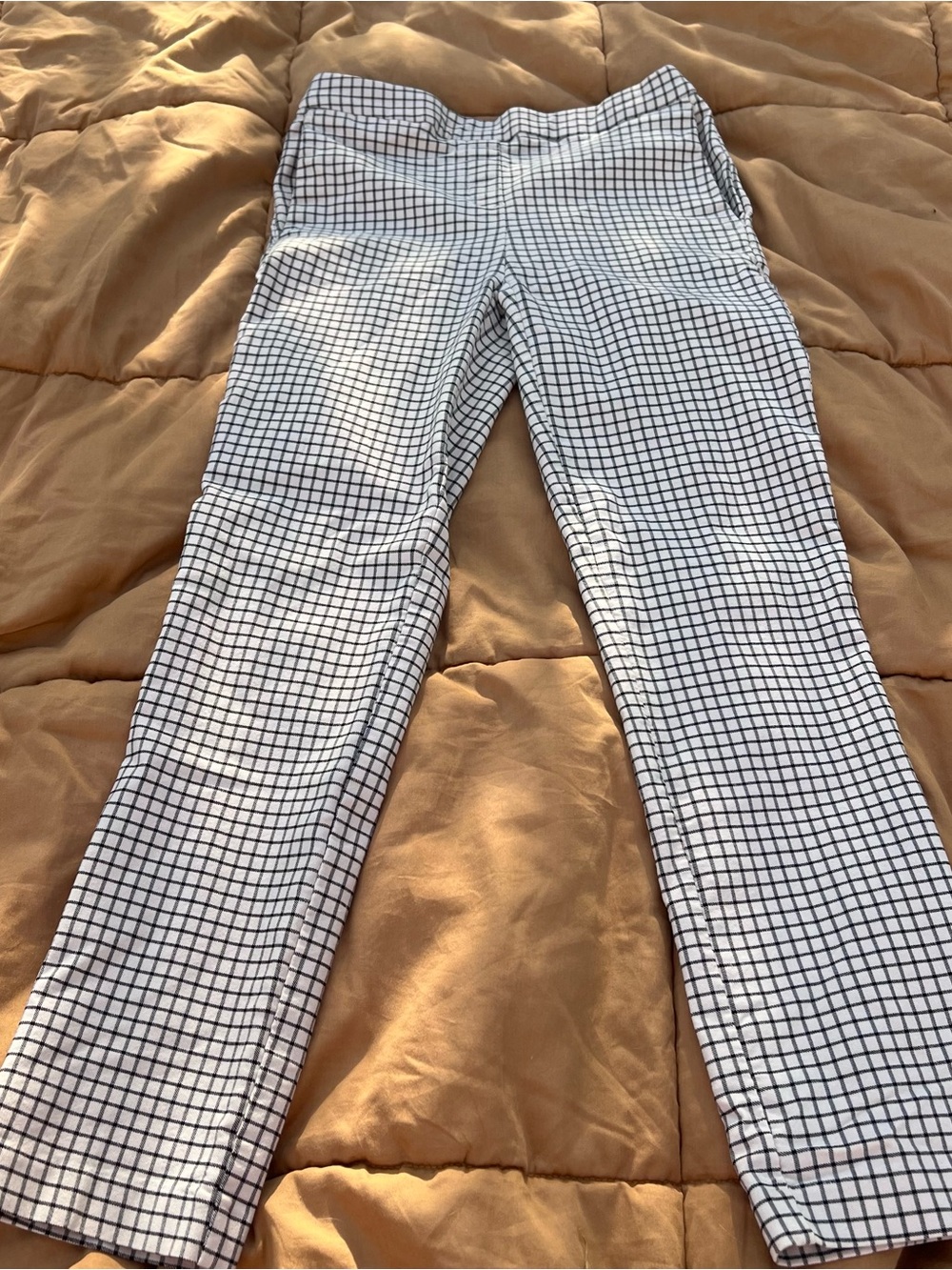 Massimo Fabbro Italy Off White/Black Window Pane Plaid Pull On Skinny Trousers